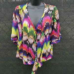 Retro Democracy chiffon blouse size med